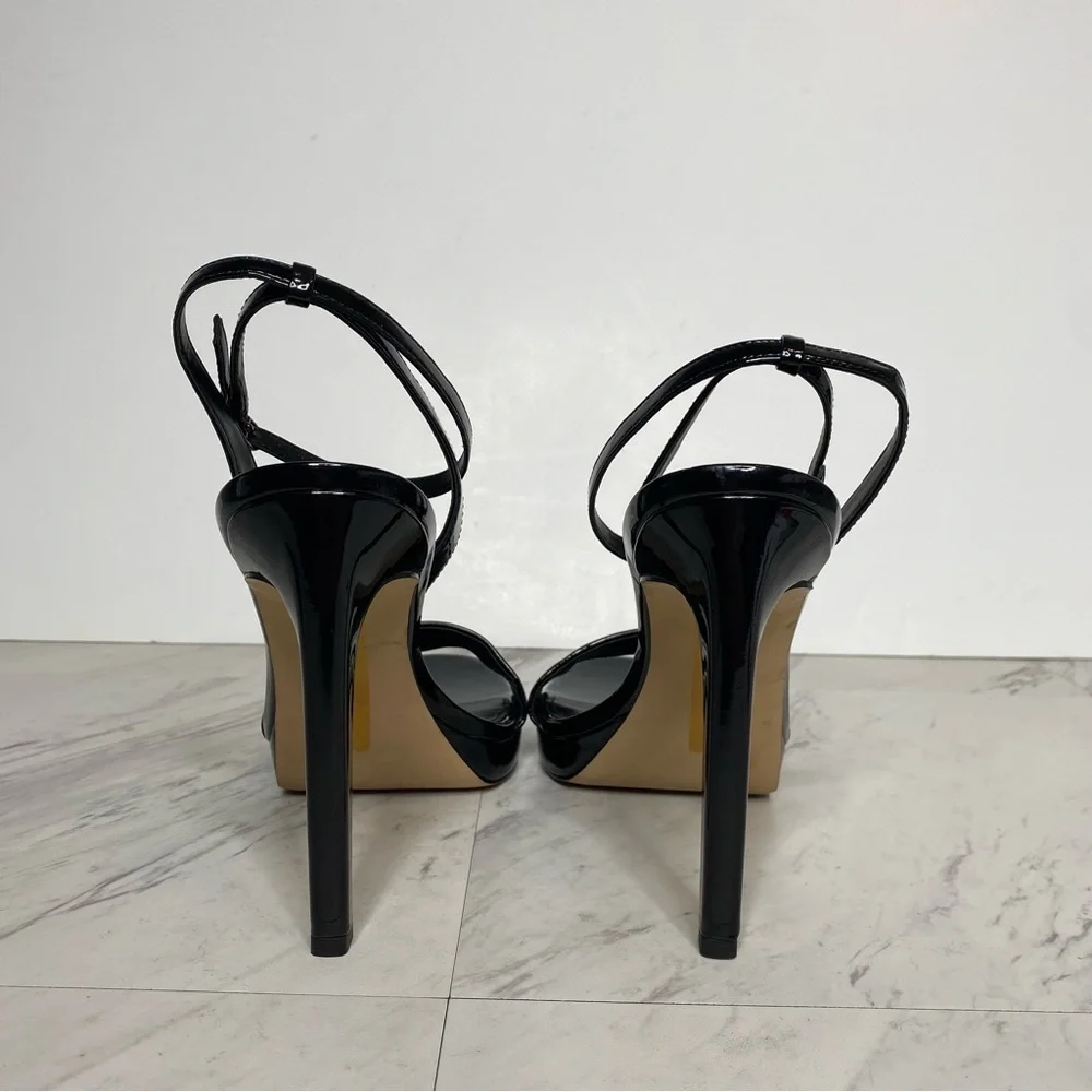 Sam Edelman Jade Black Patent Leather Heeled Sandal 9 1/2 - Picture 3 of 14